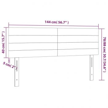 LED Kopfteil Hellgrau 144x5x78/88 cm Stoff