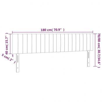 LED Kopfteil Hellgrau 180x5x78/88 cm Stoff