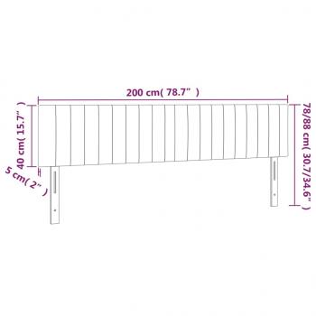 LED Kopfteil Hellgrau 200x5x78/88 cm Samt