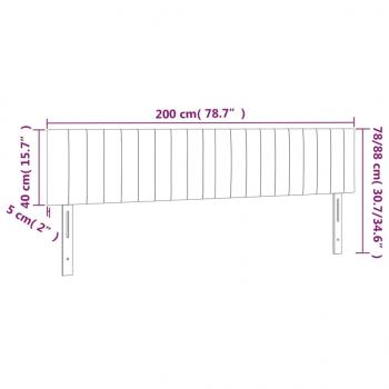 LED Kopfteil Dunkelgrau 200x5x78/88 cm Samt