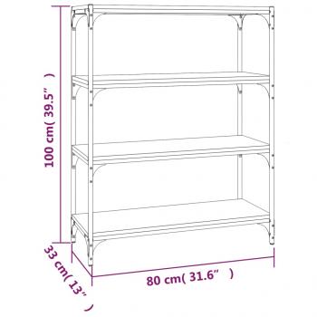 Bücherregal Braun Eichen-Optik 80x33x100 cm Holzwerkstoff Stahl