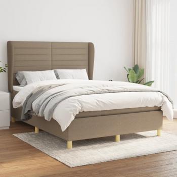 ARDEBO.de - Boxspringbett mit Matratze Taupe 140x190 cm Stoff