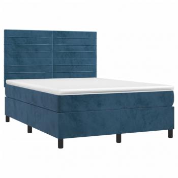 Boxspringbett mit Matratze & LED Dunkelblau 140x200 cm Samt