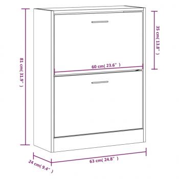 Schuhschrank Grau Sonoma 63x24x81 cm Holzwerkstoff