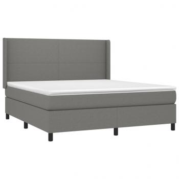 Boxspringbett mit Matratze & LED Dunkelgrau 160x200 cm Stoff