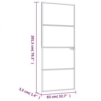 Innentür Weiß 83x201,5 cm Hartglas & Aluminium Schlank