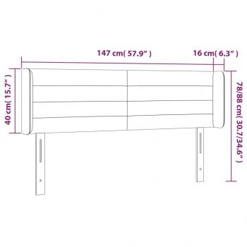 Kopfteil mit Ohren Schwarz 147x16x78/88 cm Samt