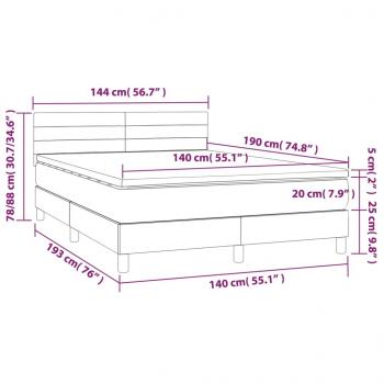 Boxspringbett mit Matratze & LED Schwarz 140x190 cm Samt