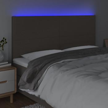 LED Kopfteil Taupe 200x5x118/128 cm Stoff