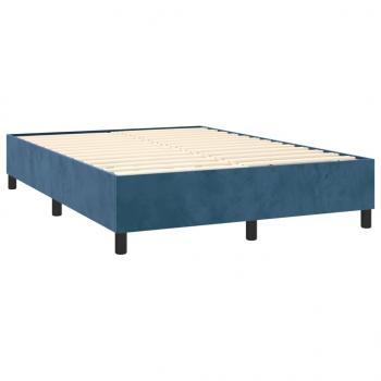 Boxspringbett mit Matratze Dunkelblau 140x200 cm Samt