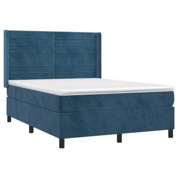 Boxspringbett mit Matratze & LED Dunkelblau 140x190 cm Samt