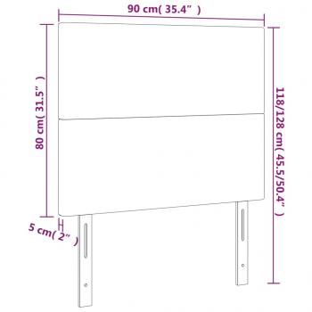 LED Kopfteil Schwarz 90x5x118/128 cm Samt