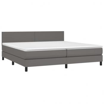 Boxspringbett mit Matratze Grau 200x200 cm Kunstleder