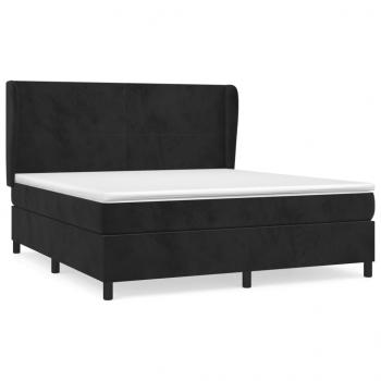 Boxspringbett mit Matratze Schwarz 180x200 cm Samt