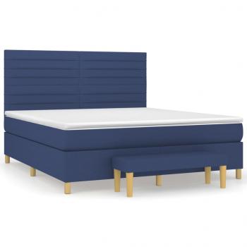 Boxspringbett mit Matratze Blau 180x200 cm Stoff