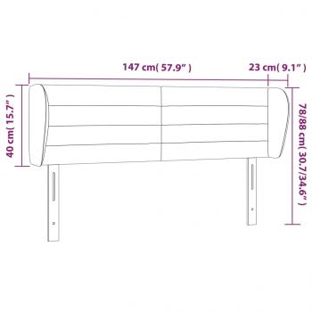 Kopfteil mit Ohren Schwarz 147x23x78/88 cm Samt