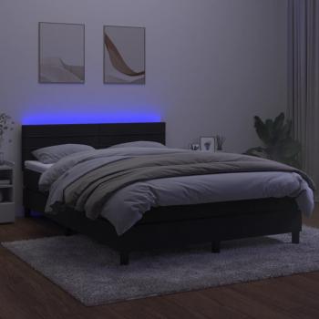 Boxspringbett mit Matratze & LED Schwarz 140x200 cm Samt