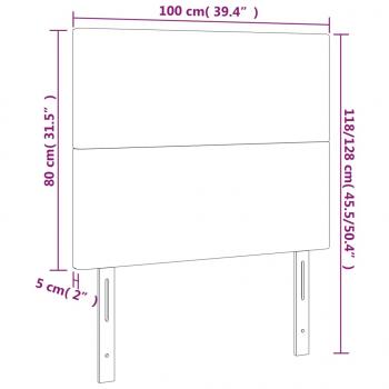 LED Kopfteil Grau 100x5x118/128 cm Kunstleder