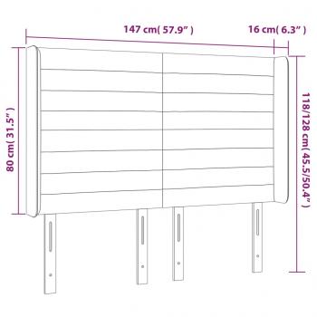 LED Kopfteil Taupe 147x16x118/128 cm Stoff