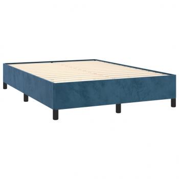 Boxspringbett mit Matratze Dunkelblau 140x200 cm Samt