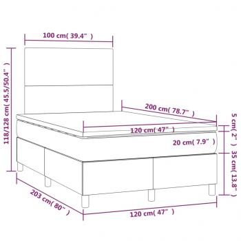 Boxspringbett mit Matratze & LED Taupe 120x200 cm Stoff