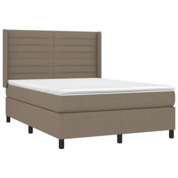 Boxspringbett mit Matratze & LED Taupe 140x200 cm Stoff