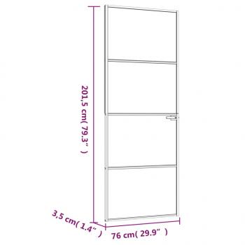 Innentür Weiß 76x201,5 cm Hartglas & Aluminium Schlank