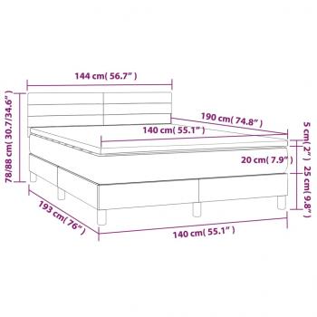 Boxspringbett mit Matratze & LED Taupe 140x190 cm Stoff