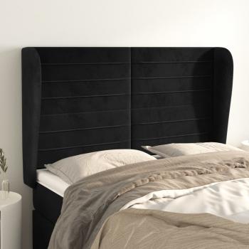 ARDEBO.de - Kopfteil mit Ohren Schwarz 147x23x118/128 cm Samt