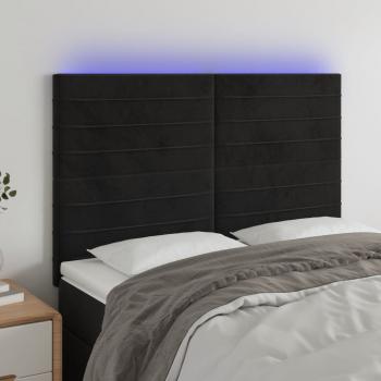 ARDEBO.de - LED Kopfteil Schwarz 144x5x118/128 cm Samt