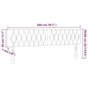 LED Kopfteil Dunkelgrau 200x7x78/88 cm Samt