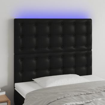 ARDEBO.de - LED Kopfteil Schwarz 100x5x118/128 cm Kunstleder