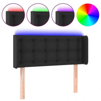 LED Kopfteil Schwarz 83x16x78/88 cm Kunstleder