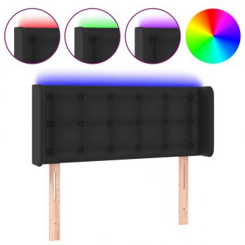 LED Kopfteil Schwarz 103x16x78/88 cm Kunstleder