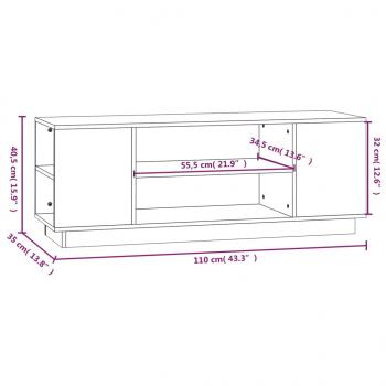 TV-Schrank Weiß 110x35x40,5 cm Massivholz Kiefer