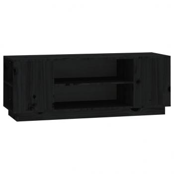 TV-Schrank Schwarz 110x35x40,5 cm Massivholz Kiefer