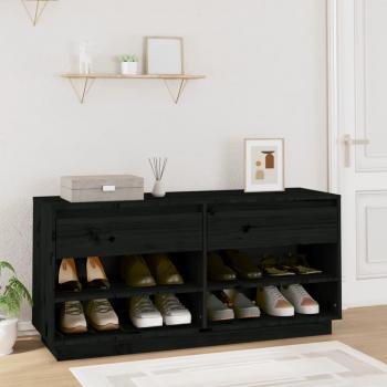 ARDEBO.de - Schuhregal Schwarz 110x34x52 cm Massivholz Kiefer