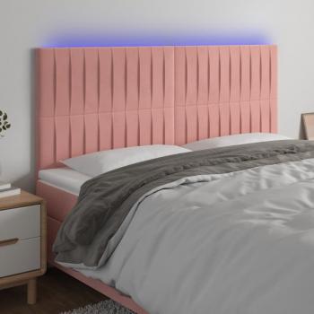 ARDEBO.de - LED Kopfteil Rosa 200x5x118/128 cm Samt