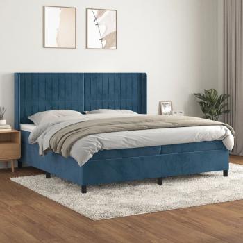 ARDEBO.de - Boxspringbett mit Matratze Dunkelblau 200x200 cm Samt