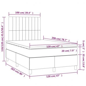 Boxspringbett mit Matratze & LED Rosa 120x200 cm Samt