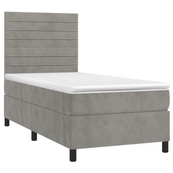 Boxspringbett mit Matratze & LED Hellgrau 80x200 cm Samt