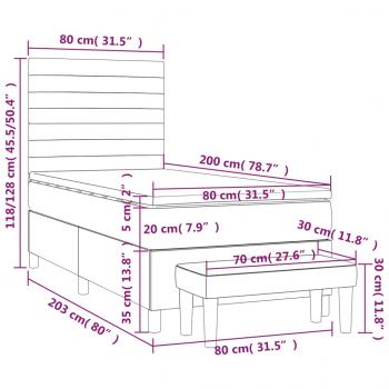 Boxspringbett mit Matratze Hellgrau 80x200 cm Samt