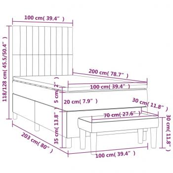 Boxspringbett mit Matratze Rosa 100x200 cm Samt