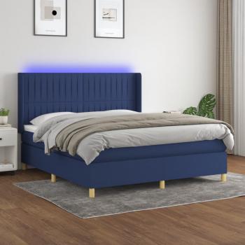 ARDEBO.de - Boxspringbett mit Matratze & LED Blau 180x200 cm Stoff