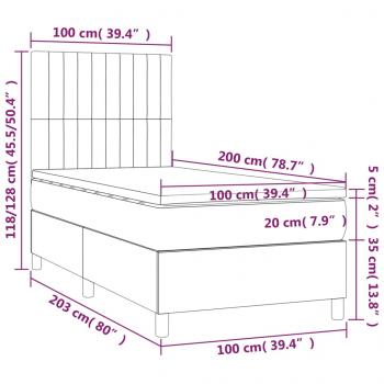 Boxspringbett mit Matratze & LED Dunkelblau 100x200 cm Samt