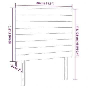 LED Kopfteil Hellgrau 80x5x118/128 cm Samt