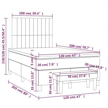 Boxspringbett mit Matratze Dunkelblau 120x200 cm Samt