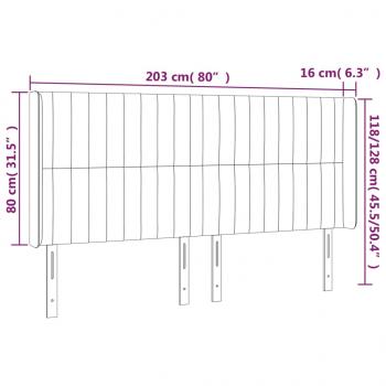 LED Kopfteil Rosa 203x16x118/128 cm Samt