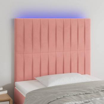 ARDEBO.de - LED Kopfteil Rosa 100x5x118/128 cm Samt