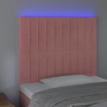 LED Kopfteil Rosa 100x5x118/128 cm Samt